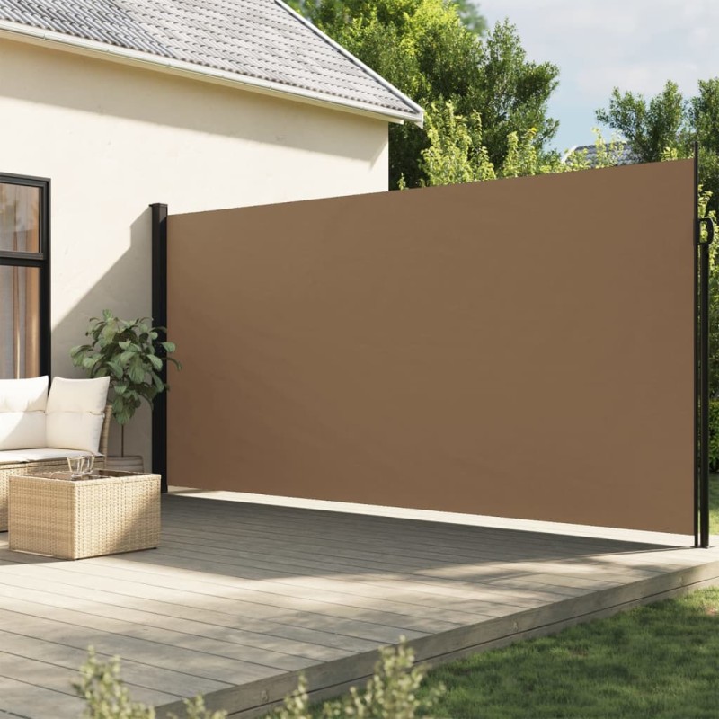 Toldo lateral retrátil 220x500 cm cinzento-acastanhado-Guarda-sóis e telas de varanda-Home Retail