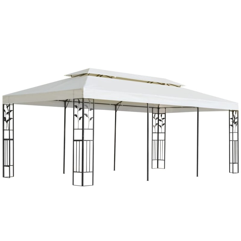 Gazebo com telhado duplo 6x3 m aço branco-Toldos e gazebos-Home Retail