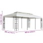 Gazebo com telhado duplo 6x3 m aço branco