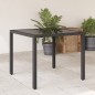 Mesa de jardim com tampo de vidro 90x90x75 cm vime PE preto