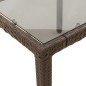 Mesa de jardim com tampo de vidro 150x90x75 cm vime PE castanho