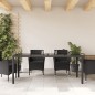 Mesa de jardim com tampo de vidro 190x90x75 cm vime PE preto