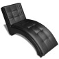 Chaise longue com almofada couro artificial preto