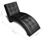 Chaise longue com almofada couro artificial preto