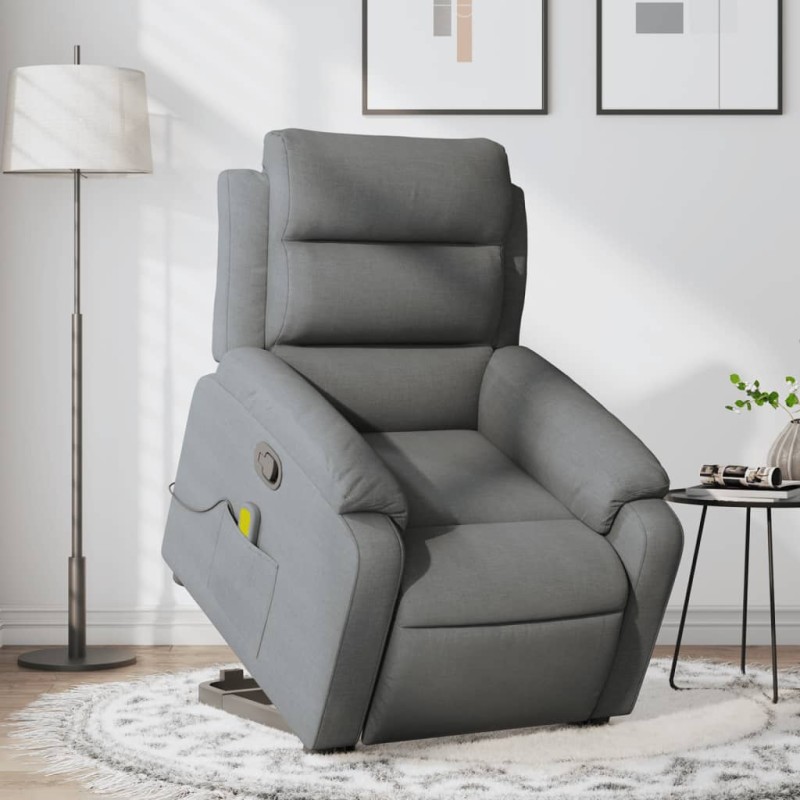 Poltrona elevatória de massagens tecido cinzento-escuro-Poltronas-Home Retail