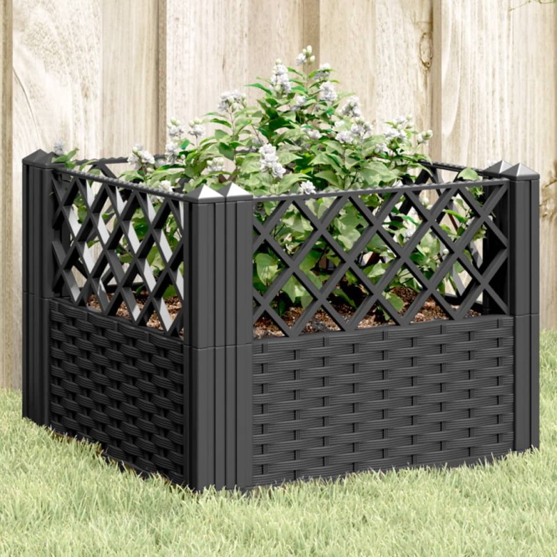 Vaso/floreira de jardim c/ estacas 43,5x43,5x43,5cm PP preto-Vasos e floreiras-Home Retail