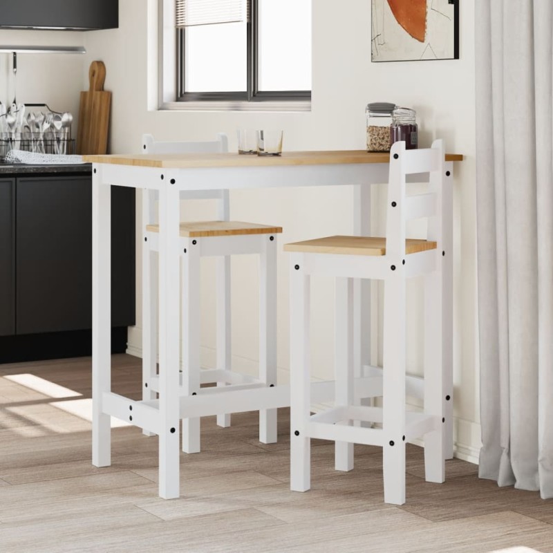 Cadeiras de bar 2 pcs madeira de pinho maciça branco-Conjuntos de móveis para cozinha e sala de jantar-Home Retail