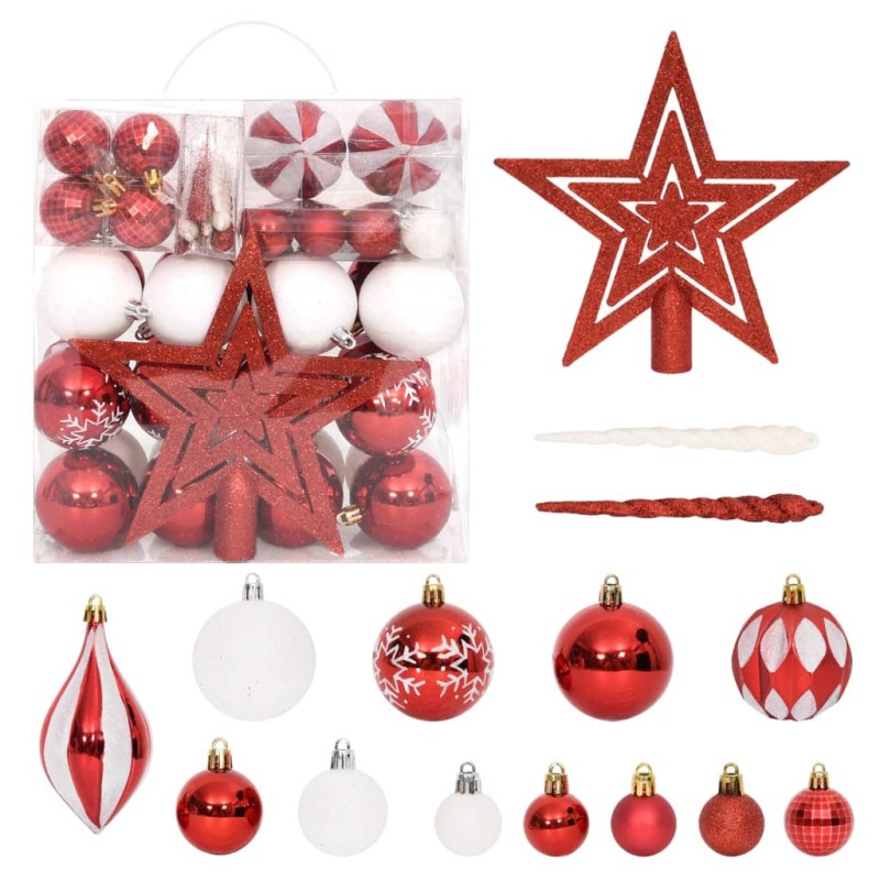 64 pcs conjunto de enfeites de Natal rosa/vermelho/branco-Enfeites do Feriados-Home Retail