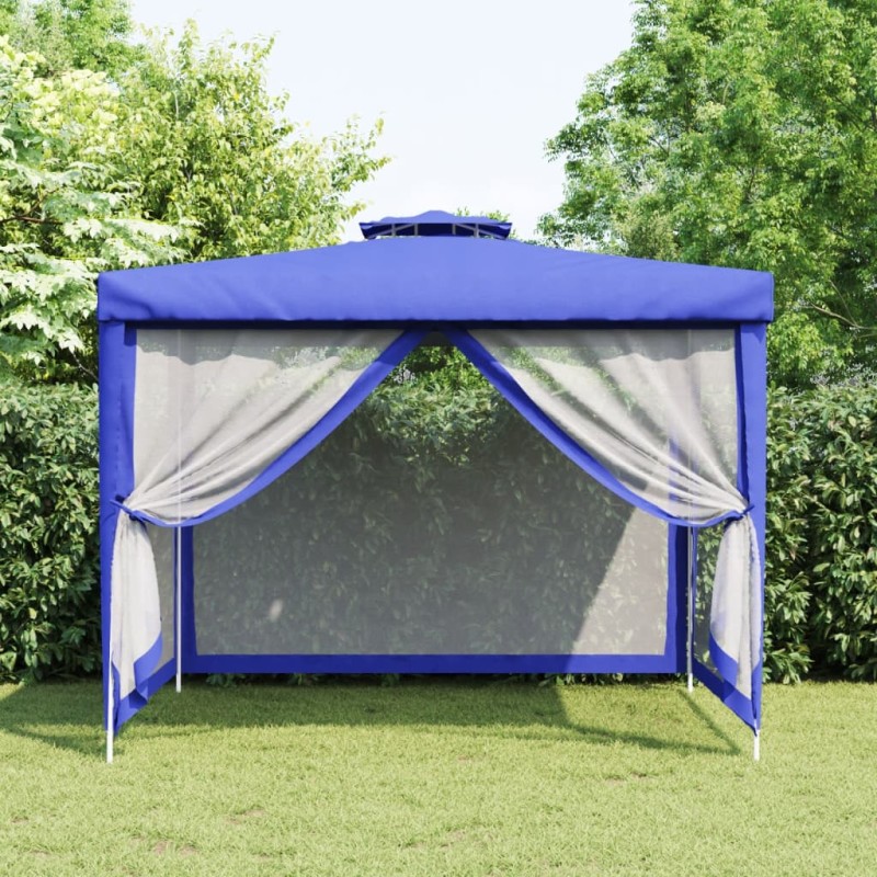 VidaXL Gazebo com telhado duplo 3x3x2,68 m tecido azul-Toldos e gazebos-Home Retail