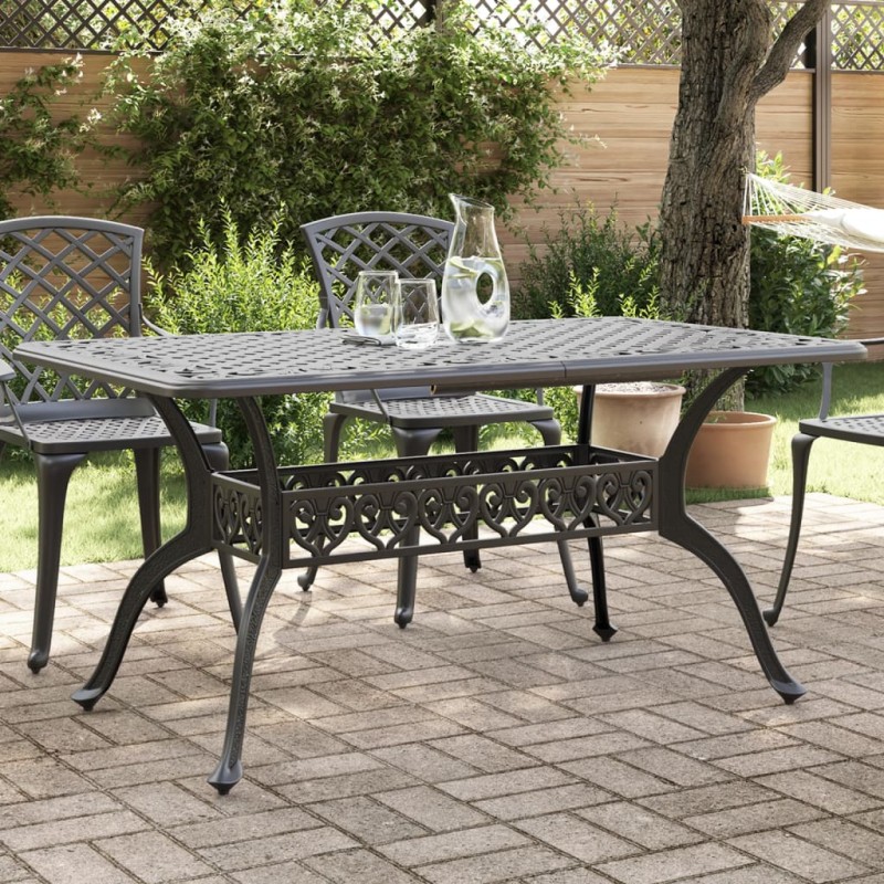 Mesa de jardim 150x90x72 cm alumínio fundido preto-Mesas de jardim-Home Retail