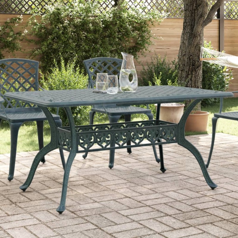 Mesa de jardim 150x90x72 cm alumínio fundido verde-Mesas de jardim-Home Retail