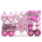 108 pcs conjunto de enfeites de Natal branco e rosa