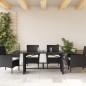 Mesa de jardim com tampo de vidro 190x80x75 cm vime PE preto