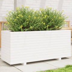 Vaso/floreira de jardim 110x40x49,5 cm pinho maciço branco