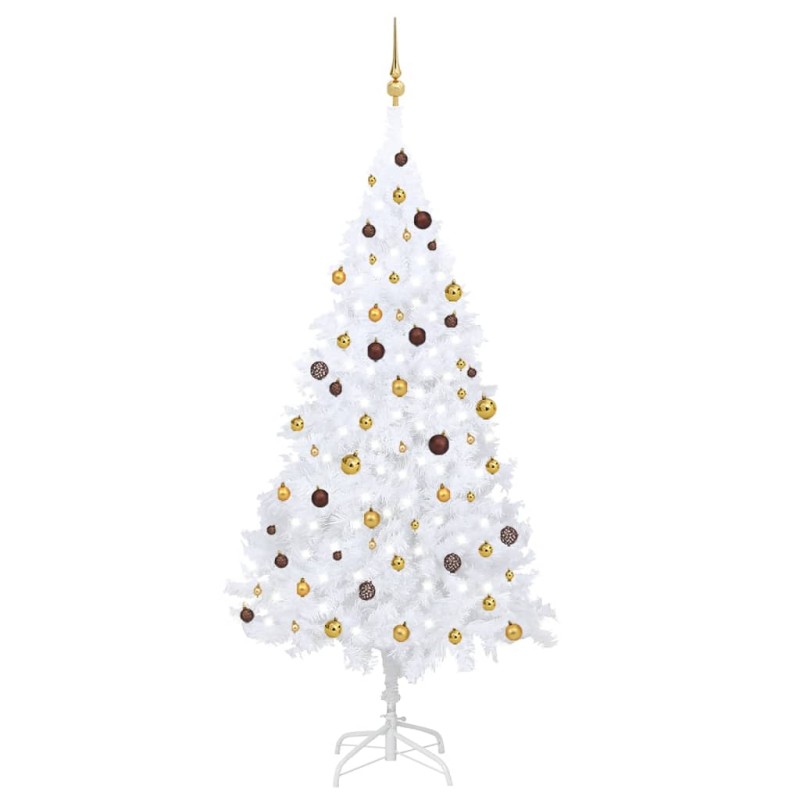 Árvore Natal artificial pré-iluminada c/ bolas branco-Árvores de Natal-Home Retail