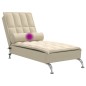 Chaise lounge de massagem com rolo tecido creme