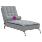 Chaise lounge de massagem com rolo tecido cinzento-claro