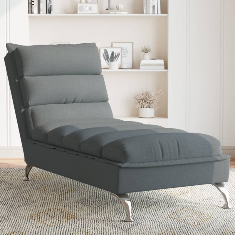 Chaise lounge com almofadões tecido cinzento-escuro-Cadeiras de descanso-Home Retail