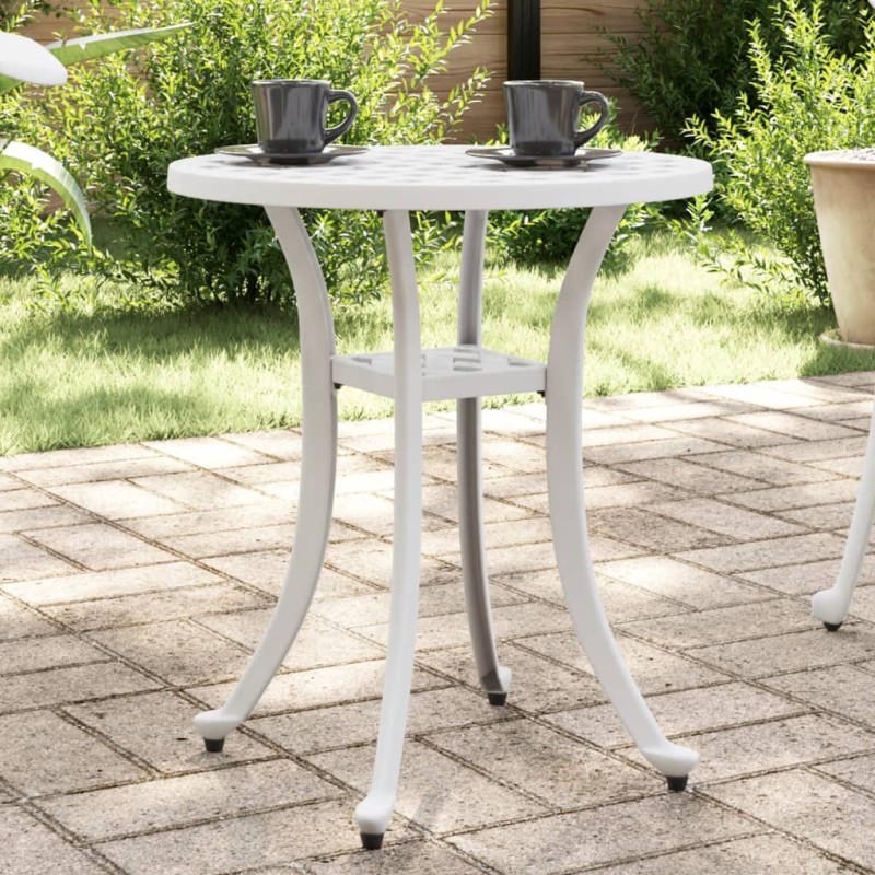 Mesa de jardim Ø48x53 cm alumínio fundido branco-Mesas de jardim-Home Retail