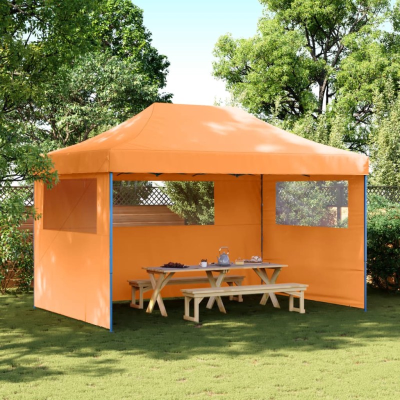 Tenda para festas pop-up dobrável c/ 3 paredes laterais laranja-Toldos e gazebos-Home Retail