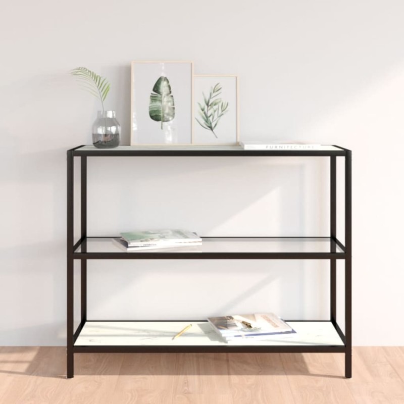 Estante 100x36x90cm vidro temperado transparente/mármore branco-Estantes para livros-Home Retail