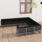 10pcs conjunto lounge de jardim + almofadões pinho maciço cinza