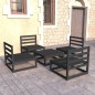 5 pcs conjunto lounge de jardim pinho maciço preto