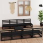 9 pcs conjunto lounge de jardim pinho maciço preto