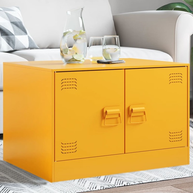 Mesa de centro 67x50x44 cm aço amarelo mostarda-Mesas de centro-Home Retail