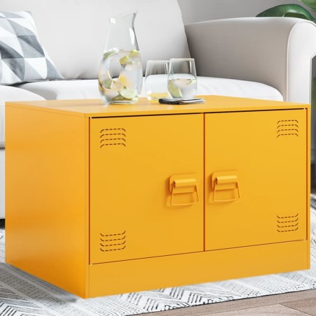 Mesa de centro 67x50x44 cm aço amarelo mostarda