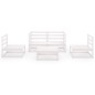 5 pcs conjunto lounge de jardim pinho maciço branco