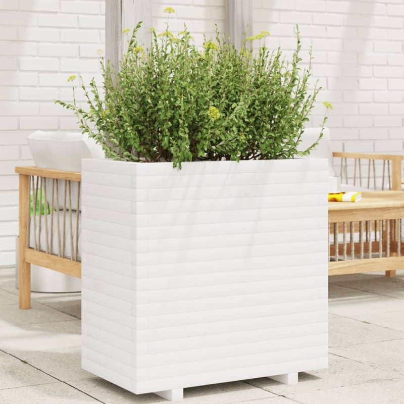 Vaso/floreira de jardim 70x40x72 cm pinho maciço branco-Vasos e floreiras-Home Retail