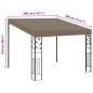 Gazebo de parede 3x3x2,5 m cinzento-acastanhado