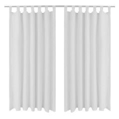 Cortinas de cetim com laços, 2 pcs, branco 140 x 225 cm