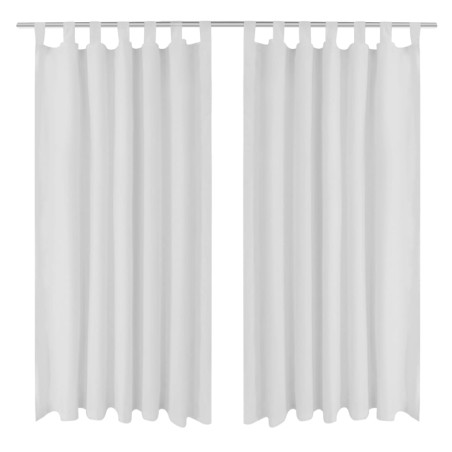 Cortinas de cetim com laços, 2 pcs, branco 140 x 225 cm