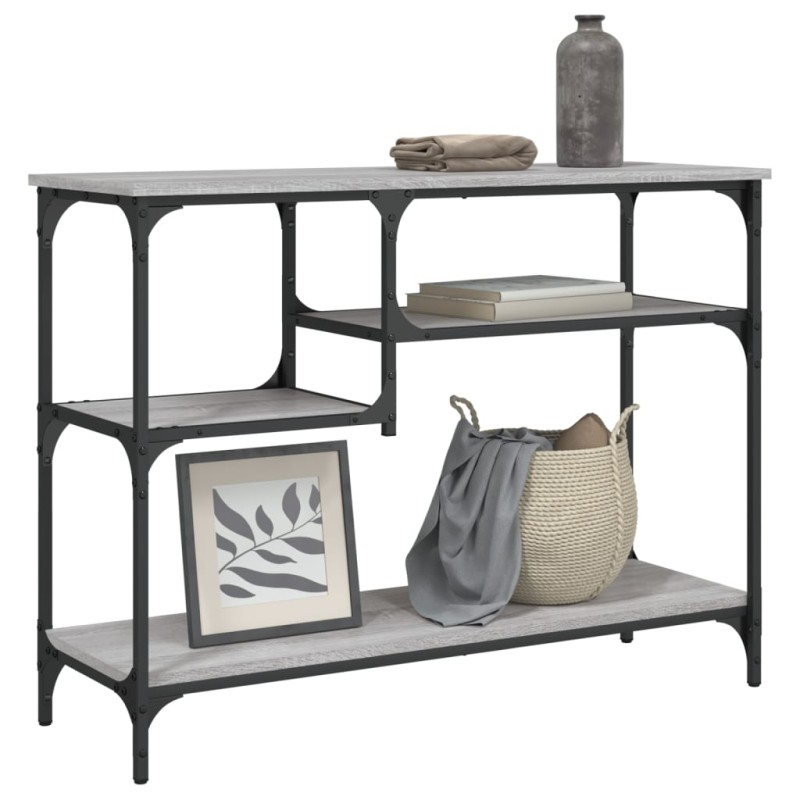 Mesa consola c/ prateleiras 100x35x75 cm cinzento sonoma-Mesas de apoio-Home Retail