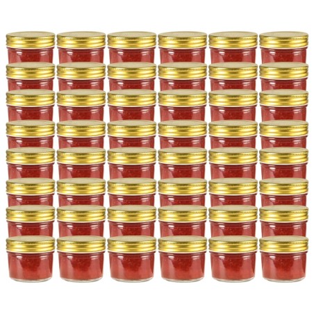 Frascos de vidro com tampas douradas 48 pcs 110 ml