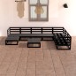 8 pcs conjunto lounge de jardim pinho maciço preto