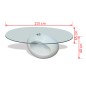 Mesa de centro com tampo oval de vidro, branco brilhante