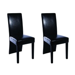 Cadeiras de jantar 2 pcs couro artificial preto