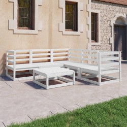 6 pcs conjunto lounge de jardim pinho sólido branco