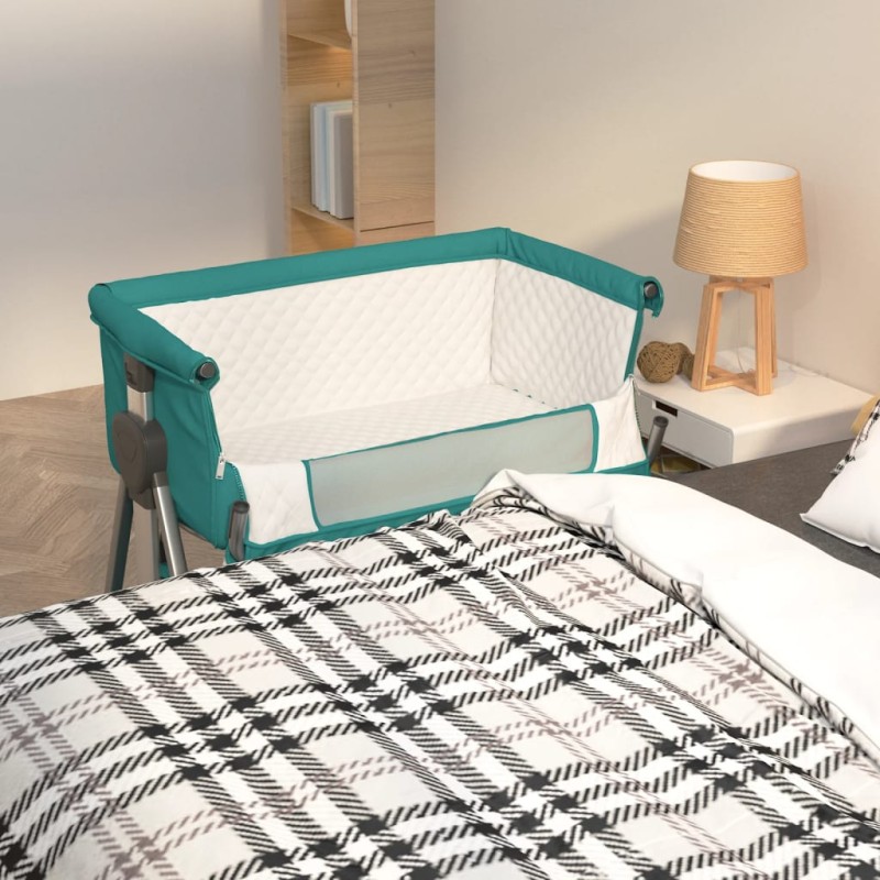 Cama de bebé com colchão tecido de linho verde-Berços e camas infantis-Home Retail