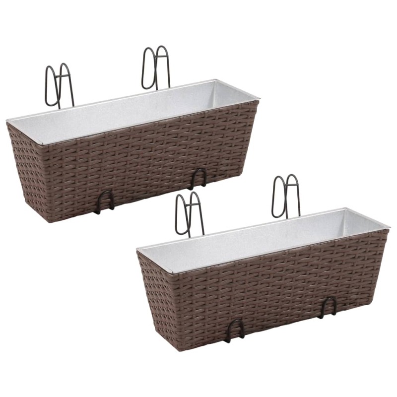 Conjunto de plantadeiras de rattan 2 peças 50 cm Marrom-Vasos e floreiras-Home Retail