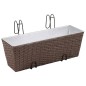 Conjunto de plantadeiras de rattan 2 peças 50 cm Marrom