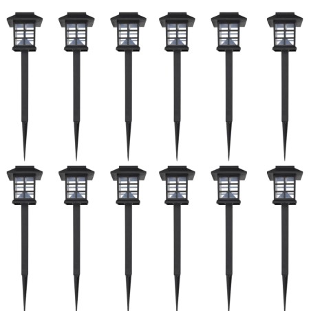 Conj. de luzes LED solares de exterior c/ estacas 12 pcs 8,6x8,6x38 cm