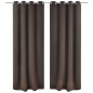 Cortinas opacas com anéis metálicos, castanho, 2 pcs,135 x 245 cm