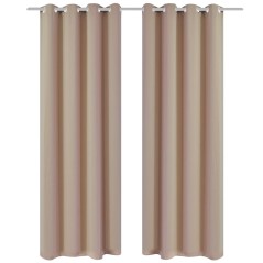 Cortinas opacas com anéis metálicos, 2 peças,135 x 245 cm, creme