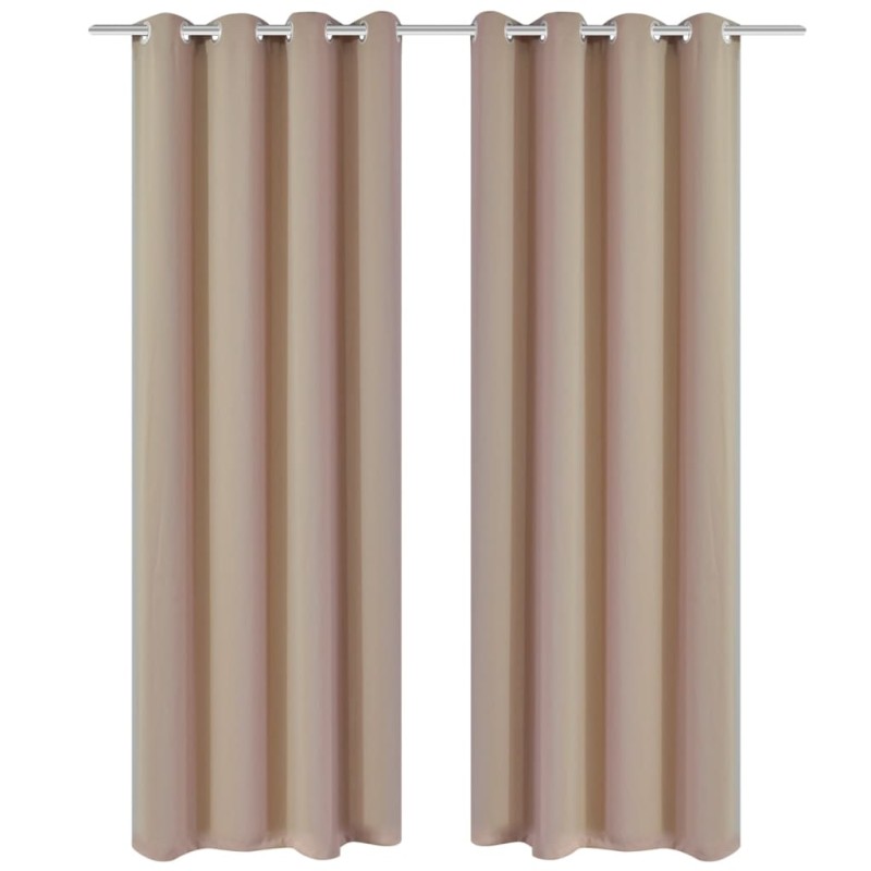 Cortinas opacas com anéis metálicos, 2 peças,135 x 245 cm, creme-Persianas e cortinas-Home Retail