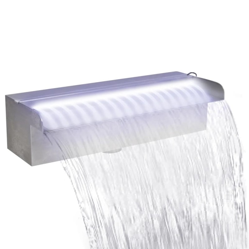 Fonte para piscina retangular com LEDs 30 cm aço inoxidável-Fontes artificiais-Home Retail