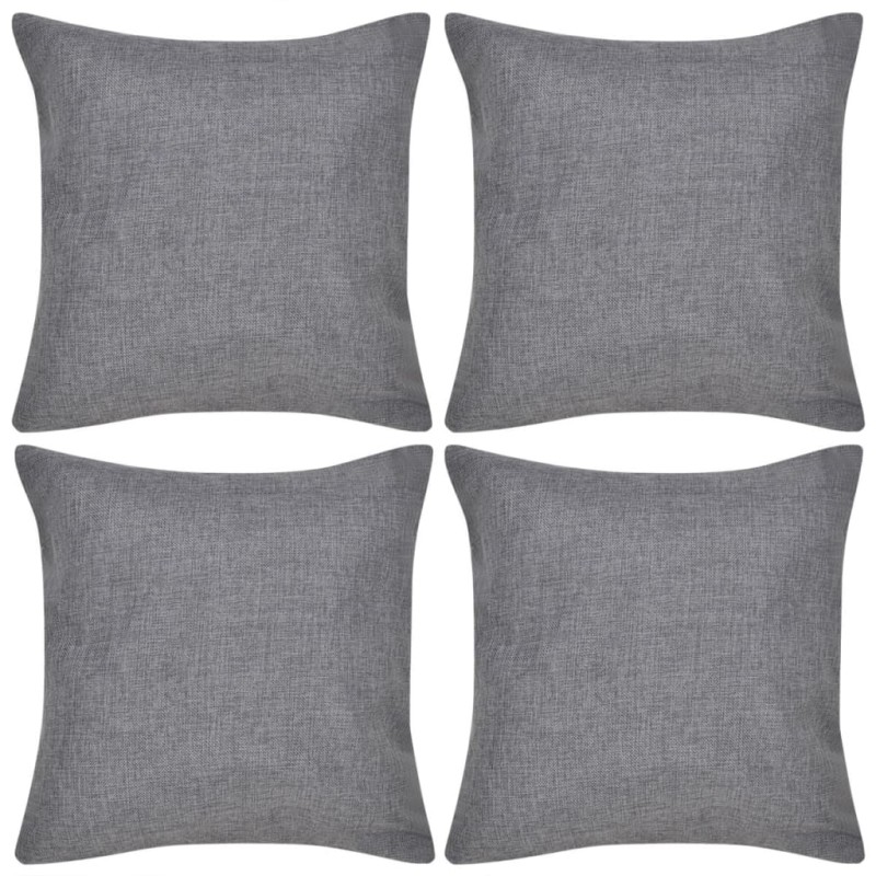 Capas de almofada estilo linho 4 pcs 50 x 50 cm antracite-Almofadas-Home Retail